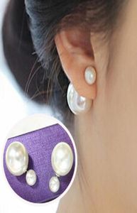 INS Modna biżuteria luksusowy projektant dwustronny mroźna futrzowa futra moda Pearl Studs For woman Girls8475161