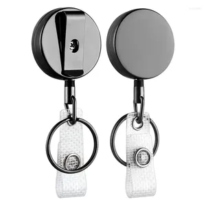 Hooks 2 Pack Mini Heavy Duty Retractable Badge Holder Reel Metal ID With Belt Clip Key Ring For Name Card Keychain(Sma