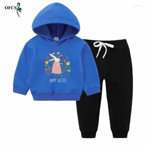 Set di abbigliamento ragazzo ragazza inverno bambini caldi cotone maniche lunghe con cappuccio a maniche lunghe pantaloni per cappotto 2pcs/set per bambini