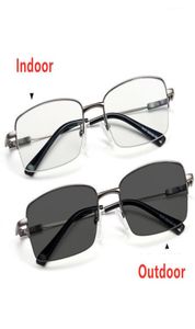 Прогрессивные мультифокальные очки для чтения Pochromic Outdoor Women Men Men Стеклянные металлические рамы пресбиопические очки Anti Blue Light4392155