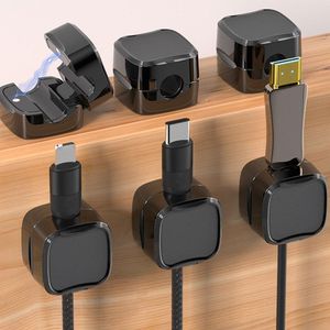 6st magnetiska telefonkabelklämmor kabel justerbar limsladdhållare under skrivbordskabelhanteringsledare kabelorganisatör