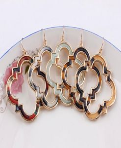 Vintage Gold Trendy Morocco Frame Acetate Leopard Earrings for Women Acrylic Resin Quatrefoil Magnolia Leather Frame Drop Statemen2060692