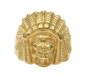 Homens mulheres videira aço inoxidável anel de hip hop punk ouro antigo tribal indiano tribal indiano chefe anéis de moda jóias de moda9173682