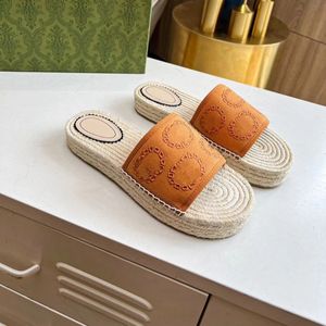 2024S/S Бренд Бренд Женская Интертокинг-G Espadrille Sandals Sandals Send Slide Plats платформа с резиновыми дном резиновые днитные тапочки ежедневная леди, ходящая Eu35-42 4.8 03