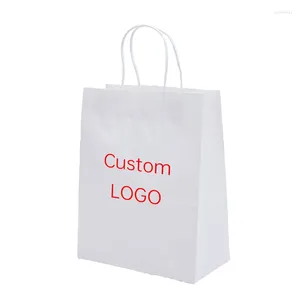 Gift Wrap Custom LOGO Personalized Hand-held Paper Bag Spot Square Bottom Kraft Takeout Packaging Color Shopping