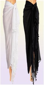 Fashion Women Summer Swimodwear Coverps Cover Up Beach Maxi Long Wrap Spódnica Sarong Sukienka Czarna i White6413589