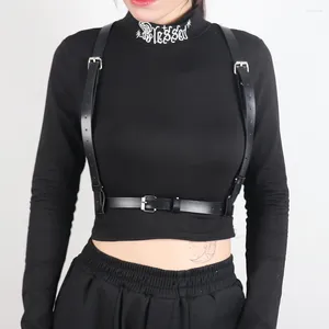 Belts UYEE Underbust Corset Top With Strap Punk Harness Belt PU Leather Chest Cage Bra Rave Outfit Suspender Women Rock Accessories