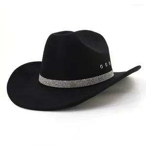 Boinas de chapéu de cowboy ocidental vintage lã fedora para cavalheiro masculino jazz jazz cowgirl brim cloche sombrero hombre taps