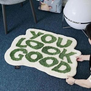 Bath Mats Imitation Cashmere Carpet Cute Letter Print Bathroom Rugs Fluffy Absorbent Shower Mat Bedroom Rug For Living Room