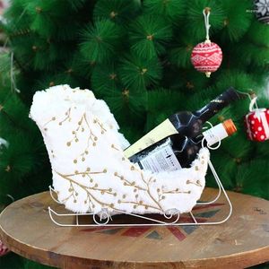 Party Decoration Mini Christmas Sled Bottle Wine Rack Holder Shelf Desktop Decor Accessory Living Room Wedding Present