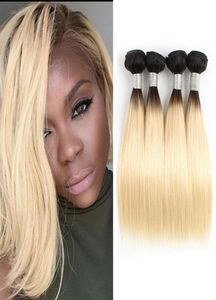 1B 613 Biondo biondo ombre fasci di capelli umani corti stile bob in stile 1012 pollici 50gbundle brasiliano capelli vergini remy estensioni dei capelli umani7682100