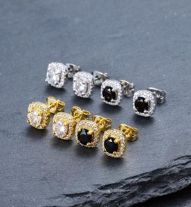 Mens Hip Hop Stud örhängen smycken högkvalitativ mode runda guld silver svart diamant örhänge1515534