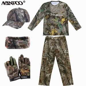 Hosen Neue Sommer Bionic Camouflage Hunting Fischereian Atmungsaktivität Langarm T -Shirt Wearable Hosen Taktischer militärischer Ghillie -Anzug