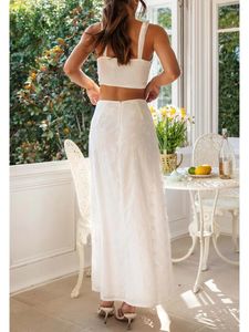 Casual Dresses Women Maxi Long Skirt Outfits Y2k Sleeveless Cami Crop Top High Waist Flowy Midi Set Summer 2 Pieces