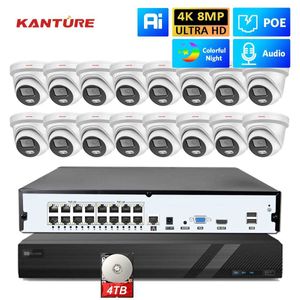 IP Cameras KANTURE 16CH 4K POE NVR Kit CCTV Security Camera System 8MP Colorful Night Vision Indoor Outdoor Audio Video Surveillance Kit 24413