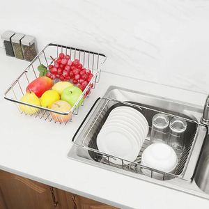 Kitchen Storage Expandable Dish Drying Rack Over The Sink Adjustable Arms Drainer Pots Bowls Plates Holder Basket