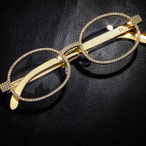 Full Diamond Glasses Diamond Jewelry Cubic Zirconia Fashion Hip Hop Glasses Silver Gold Alloy Material Normal Mirror2650