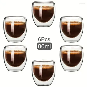 Weingläser 2/4/6pc 80 ml/250 ml/350 ml/450 ml Doppelwandglas Becher Wärme Isolierung klarer Tee -Getränke Tasse Mini Whisky Espresso Kaffee