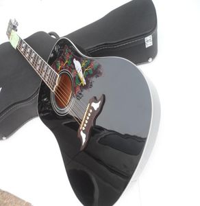 Gitara z twardą obudową gołębia gwarantowana natura drewniana czarna gitara akustyczna 3001896