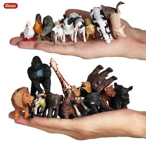 Oenux Small Farm Wild Animal Model Lion Tiger Sheep Pig Dog Action Figures PVC Lovely Miniature Playset Education Kid Toys Gift 240411