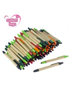 Pens lot 100pcs 2 in 1 Stylus eko kağıt topu kalem dokunmatik ekran tükenme kalemleri, özel promosyon logo hediye için akıllı telefon pedi için