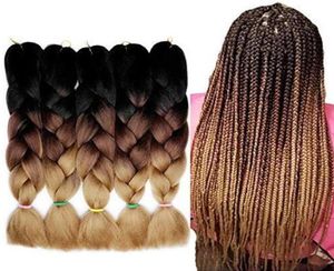 Sprzedawanie 5PCS syntetyczne plecionki Włosy szydełkowe jumbo fryzurki przedłużenie włosów Ombre kolor Kanekalon Boxe Braids Hair 8848878