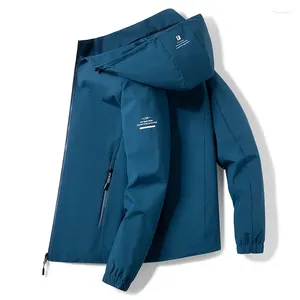 Herrenjacken 2024 Frühlings- und Herbst Schlanker fit Kapuze -Häuschen -Jacke Outdoor Fashion Casual Long Sleeve Plus Size Coat Camping Wind