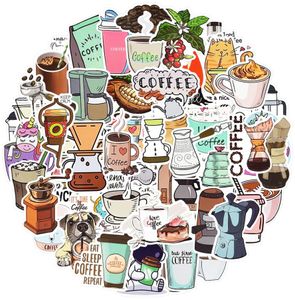 50 pcs Vintage Coffee Stickers for Laptop Guitar Bike Game console Luggage Fridge Waterproof Cute Drinks Cartoon Sticker Pack3102201