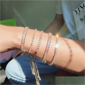 Tennis -Zirkon -Armbänder für Frauen, die goldene Single -Layer -CZ -Charmalme Bracelet Statement Hochzeitsfeier Schmuck Dolk Lieferung DHBWD