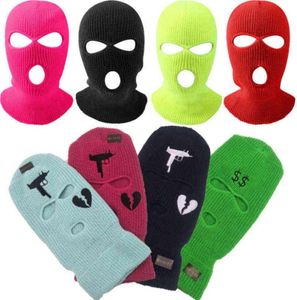 3 Holes Winter Warm Unisex Balaclava Mask Hat Full Face Mask Black Knitted Ski Snowboard Hat Cap Hip Hop Multiple Colour Beanie1763377121