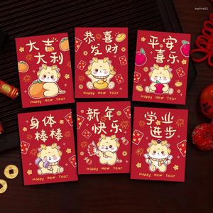 Gift Wrap 6PCS Cartoon Kawaii Dragon Pattern Red Envelopes Traditional Chinese Spring Festival Year Envelope Lucky Money Bag