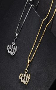 Crystal Pendant Gifts Sweater Chain Necklaces Allah Gold Plating Simulated Anchor Islamic7567237