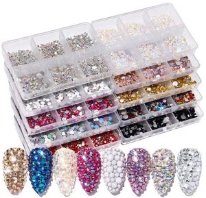 Ny blandad storlek kristall ab glas strass för naglar non fix 3d flatback strass ädelstenar glitter smycken nagelkonst dekorationer3613823