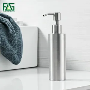 Sıvı Sabun Dispenser FLG Modern Mutfak 200ml Paslanmaz Çelik Yuvarlak Taban Banyo Aksesuarları Fırçalanmış Nikel Ayna El Şişesi