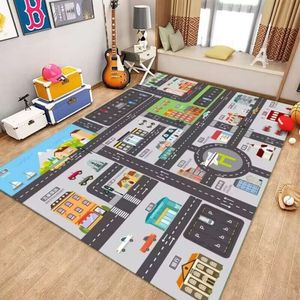 Cartoon Carpet Track Living Room Sofa Coffee Table Floor Mat Childrens Bedroom Bedside Blanket Full Coverage Easy to Maintain