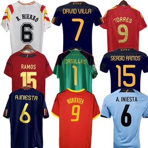 2010 Финалспродажи ретро A.Iniesta Soccer Jerseys 1996 1994 Raul Xavi Hierro Luis Ensrique Alonso Caminero Puyol Pique David Villa Torres 2008 Гвардиола Рамос 2012 02