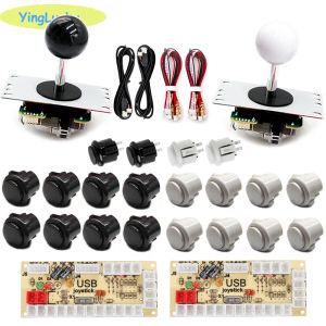 Joysticks 2 Oyuncular Led Arcade ile Joysticks Kiti Joystick 5V LED Düğmeleri Oyun Konsolu için USB Kod Kontrol Kartı