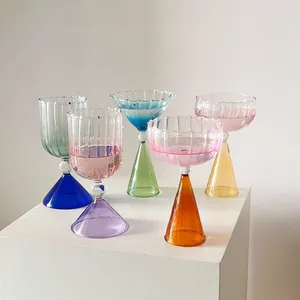 Wine Glasses Decor Flower Coffee Milk Cocktail Glass Crystal Clear Champagne Whisky Martini Goblet Party Bar Water Cup Juice Drinkware