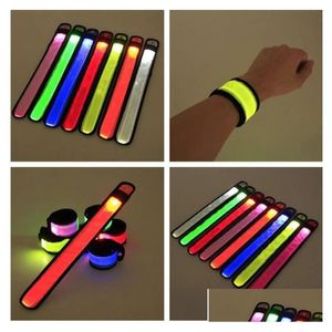 Slap Snap Bracelets Nylon LED Sport Armband Armband Armband Outdoor Night Light Blitzarmband Glühe Flare Party Konzertarm Dhljs