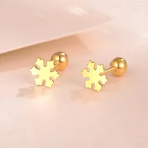 Brincos de garanhão Real parafuso de ouro de 18k Pure Solid Solid Au750 Design de flocos de neve Luz de luxo de jóias finas simples para mulheres