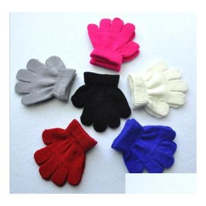 Childrens Finger Gloves 1-3T Baby Warm Fl Toddler Kids Knitted Solid Color Glove Mittens Children Winter Warmer Wholesale Drop Deliver Dhqfg