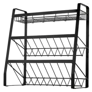 Kitchen Storage Iron Shelf Rack For Organizer Three-Layer Seasoning Bottle Floor
