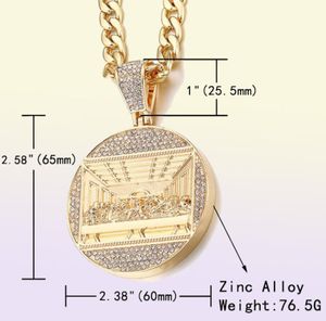 Chains The Last Supper Big Pendant Necklace Iced Out Bling Zircon Gold Color Jesus For Men Hip Hop Charm Jewelry GiftChains8017427