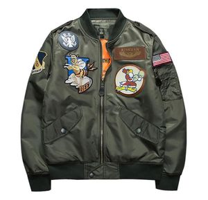 Marke MA1 Armee Green Military MA 1 Fliegerjacke Pilot Air Force Männer Bomber Jacke Stand Halsband Druck männliche Modegröße M3XL9866511