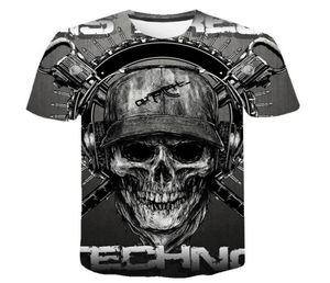 Skull T shirt Men Skeleton Tshirt Punk Rock Tshirt Gun T shirts 3d Print Tshirt Vintage Men Clothing Summer tops Plus Size 6XL5925991