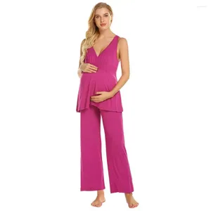 Hemkläder Ekouaer Kvinnor Pyjamas Nattkläder Soft Cotton Maternity Tank Top Long Pant Pyjama Set Lounge Sleepwear Suits Lady