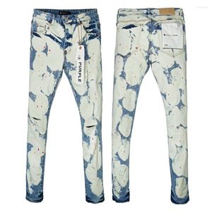 Women's Pants Purple Brand Jeans Trend Wash High Street American Men Label Tinted Black Repair Low Raise Skinny Denim