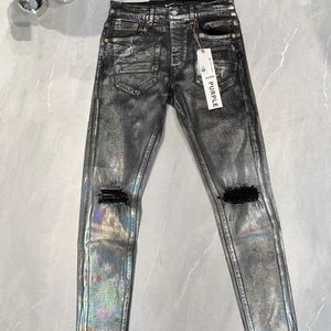 Purple Brand Jeans American High Street Black Pants Silver Coating 9028 2024 Ny modetrend av hög kvalitet jeans