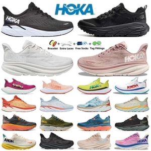 Hokah Hokahs One Bondi Clifton 8 Running Shoes for Women Carbon x 2 3 Triple White Black Yellow Peach Whip Mens Womens Platform Shoe