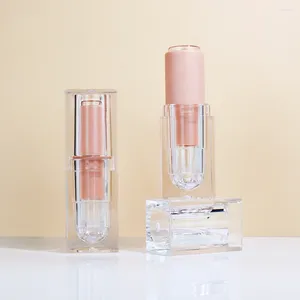 Speicherflaschen Ins 12,1 mm Acryl transparente kosmetische Kristall -nachfüllbare Behälter leerer Lippenstift quadratische Rohrlippe